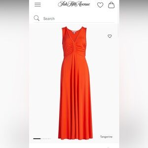 10 Crosby Derek Lam Vibrant Orange Ruched V-Neck Maxi Dress saks fifth